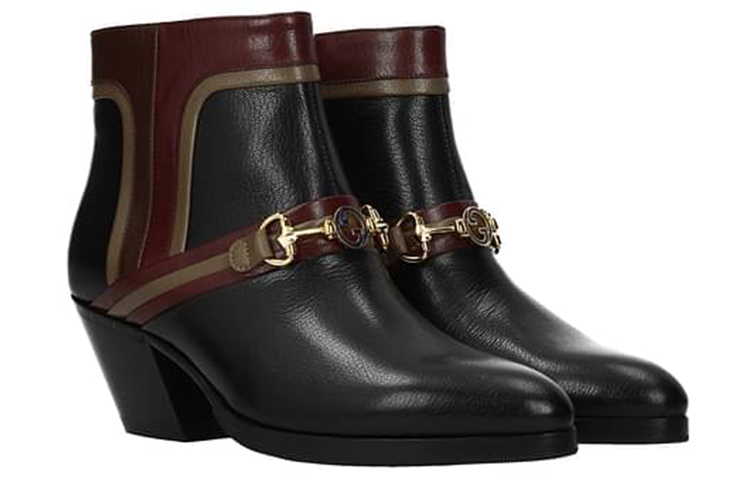Order (Women) Gucci Leather Ankle Boots 'Black Red' 617536-1D070-1068