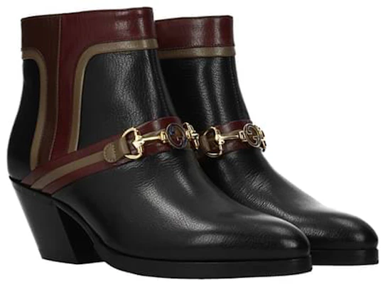 (Women) Gucci Leather Ankle Boots 'Black Red' 617536-1D070-1068 Order (Women) Gucci Leather Ankle Boots 'Black Red' 617536-1D070-1068