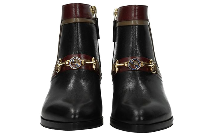 Shop (Women) Gucci Leather Ankle Boots 'Black Red' 617536-1D070-1068