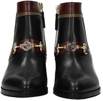 Shop GUCCI 古馳 皮革短靴 女款 黑紅色