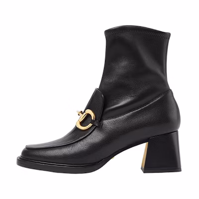 (W) Gucci Leather Ankle Boots 'Black Zipper Chunky Heel'