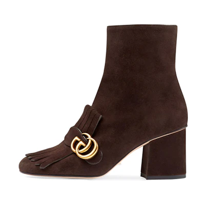 (W) Gucci Leather Ankle Boots 'Brown'
