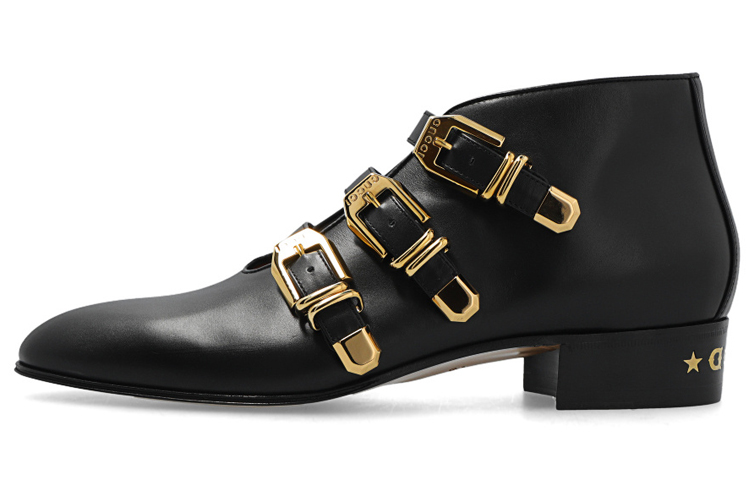 (Women) Gucci Leather Ankle Boots 'Fashion Buckle Black' 699477-06F00-1000