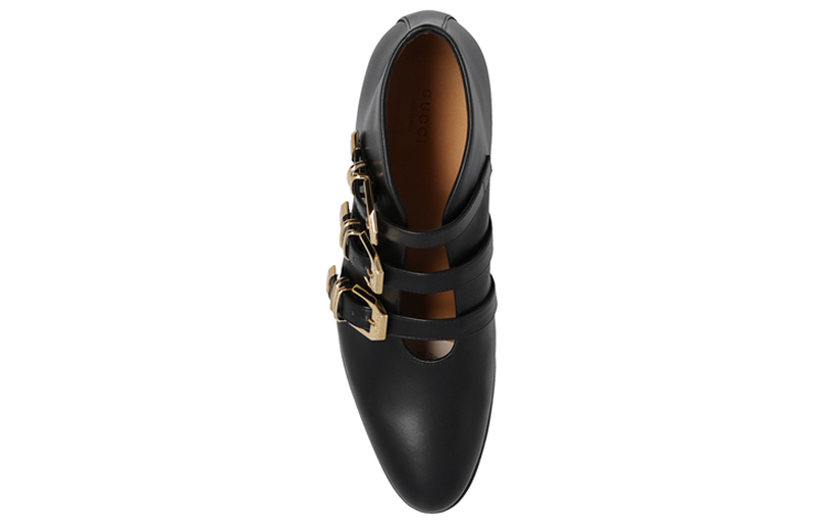 Shop (W) Gucci Lederstiefeletten ''Fashion Buckle Schwarz'' 699477-06F00-1000
