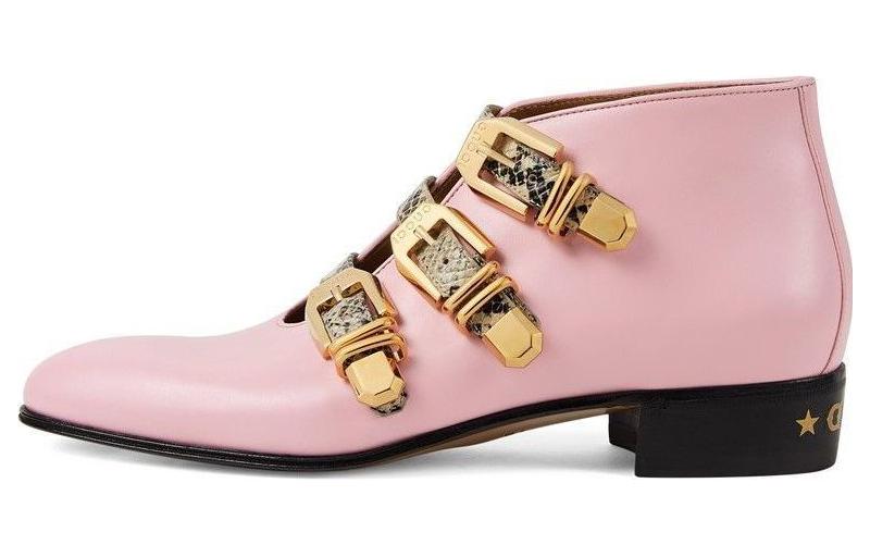 Buy (W) グッチ ピンクバックル レザーアンクルブーツ 699477-06F70-5871