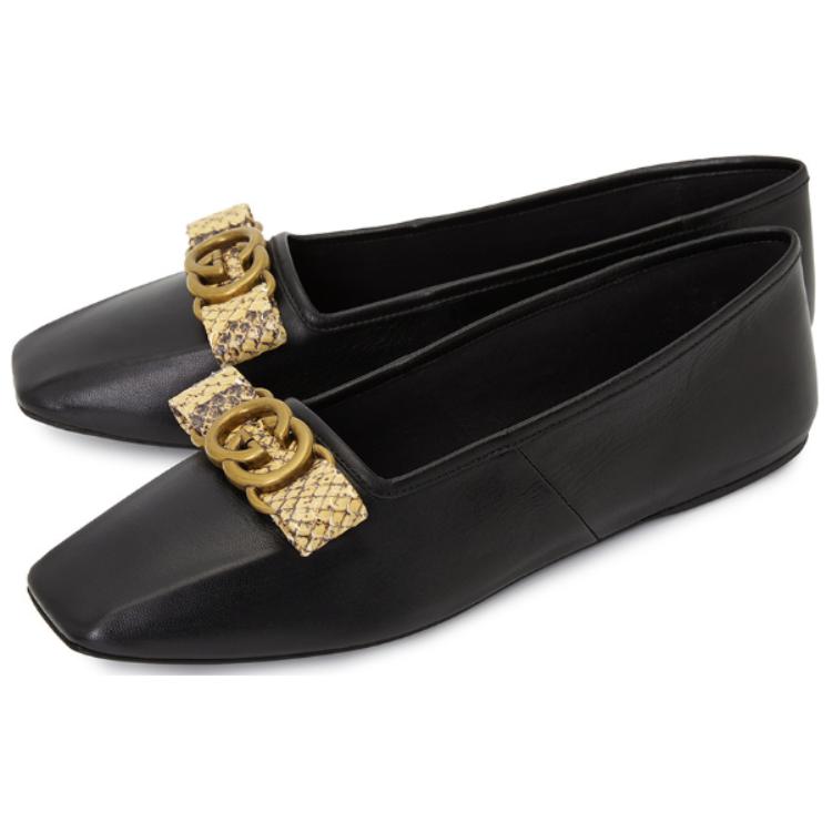 Lookbook (W) 古驰黑色丝带蝴蝶结皮革芭蕾舞平底鞋 726052-AABEZ-1244