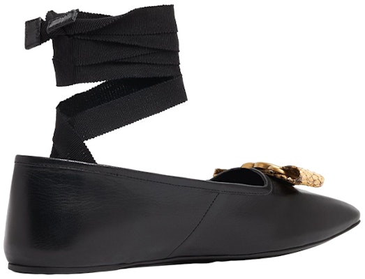 (W) 古驰黑色丝带蝴蝶结皮革芭蕾舞平底鞋 726052-AABEZ-1244 Purchase (W) 古驰黑色丝带蝴蝶结皮革芭蕾舞平底鞋 726052-AABEZ-1244