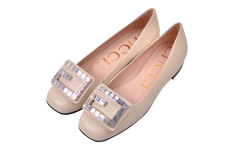 Order (Women) Gucci Leather Ballet Flat With Crystal G 'White' 551434-C9D00-9526