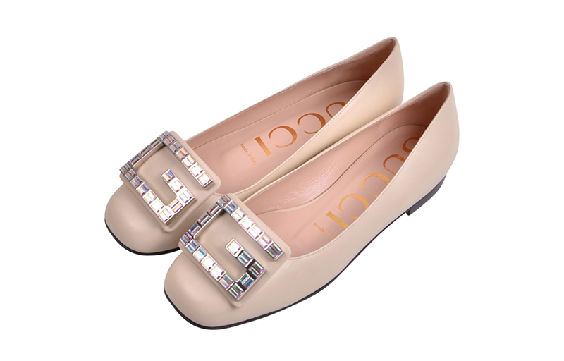 Lookbook (Women) Gucci Leather Ballet Flat With Crystal G 'White' 551434-C9D00-9526