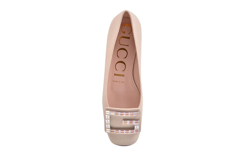 Shop (Women) Gucci Leather Ballet Flat With Crystal G 'White' 551434-C9D00-9526