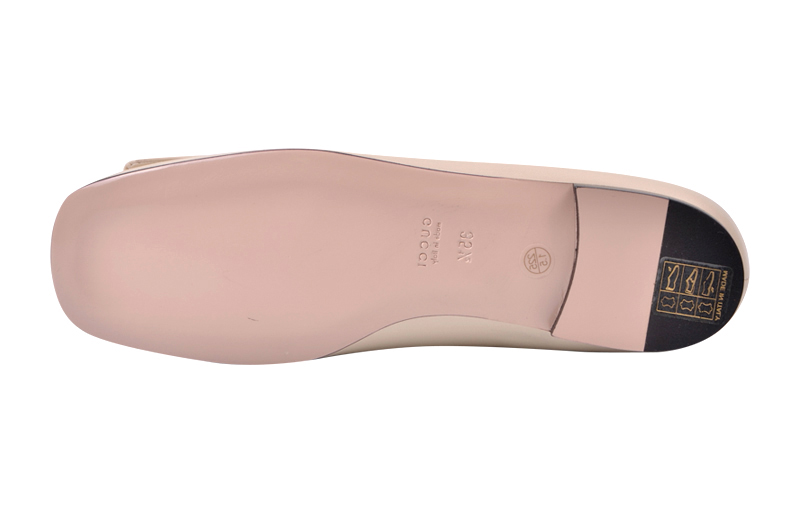 Details for (Women) Gucci Leather Ballet Flat With Crystal G 'White' 551434-C9D00-9526