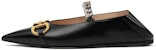(W) Gucci Ballet Flat Kulit 'Hitam' Dengan Horsebit 621161-1RH00-1000