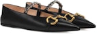 (W) Gucci Ballet Flat Kulit 'Hitam' Dengan Horsebit 621161-1RH00-1000