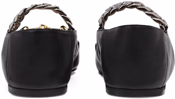 Shop GUCCI 古馳 馬嚼環皮革 女款 平底芭蕾舞鞋 黑色