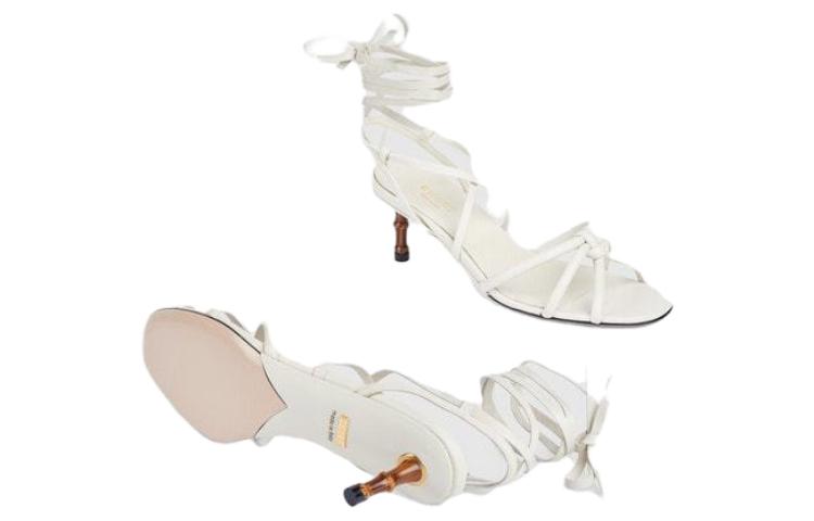 Purchase GUCCI古馳 皮革 竹跟 綁帶 一字帶涼鞋 女款 白色