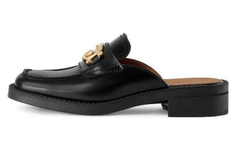 (Women) Gucci Leather Black Slides 'Gold Double G' 699997-10R00-1000