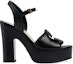 Order (Women) Gucci Leather Block-Heel Buckle Slide 'Black' 730022-US000-1000
