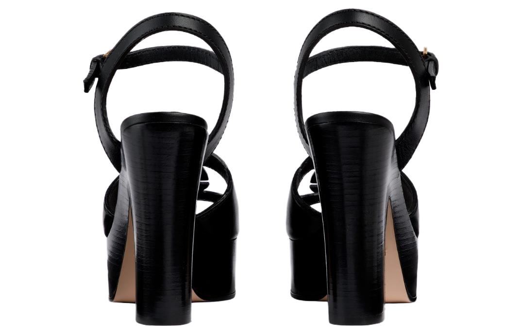 Shop (Women) Gucci Leather Block-Heel Buckle Slide 'Black' 730022-US000-1000