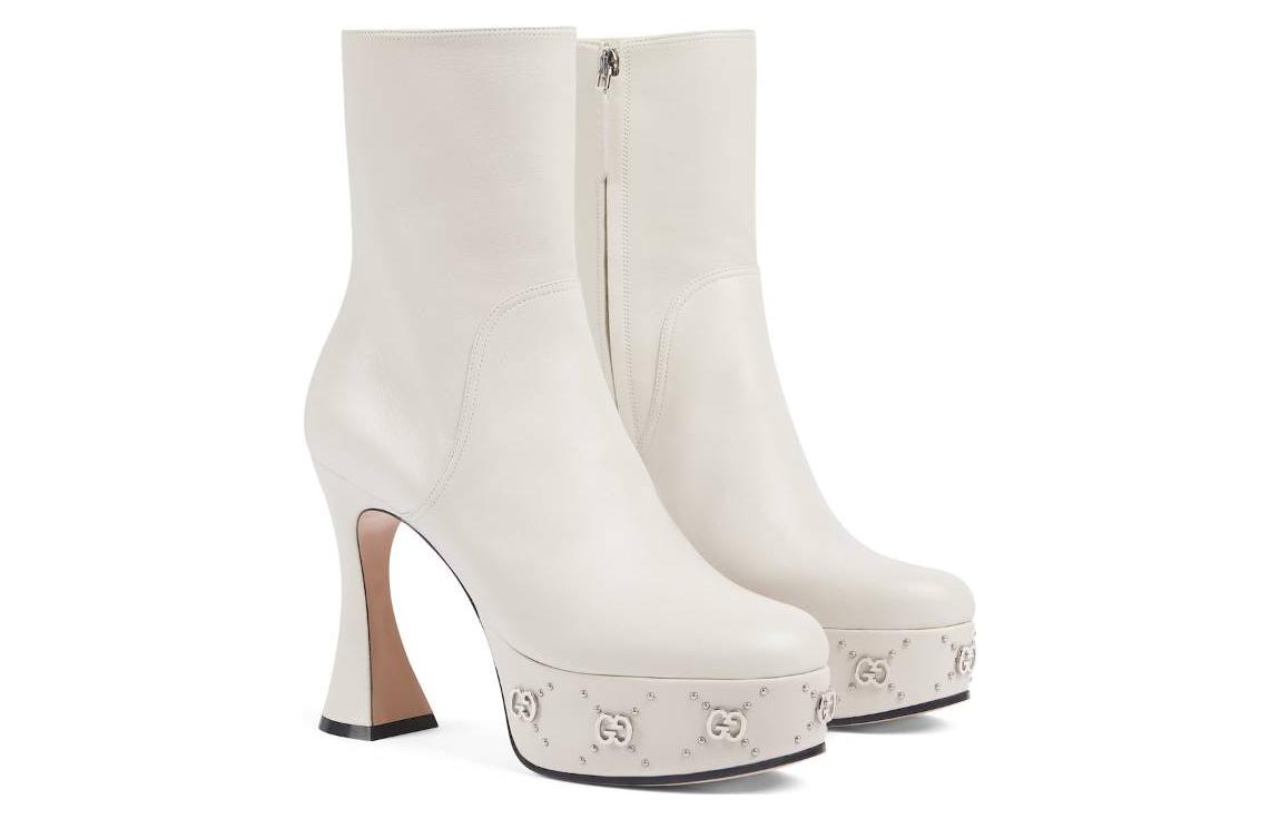 Lookbook (W) 구찌 화이트 컴포트 가죽 부츠 (Gucci White Comfort Leather Boots) 740599-BKO00-9049