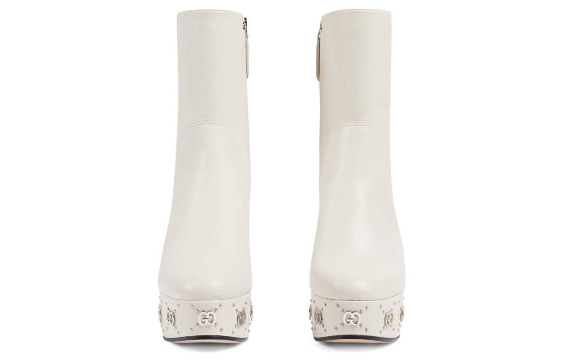 Shop (W) 구찌 화이트 컴포트 가죽 부츠 (Gucci White Comfort Leather Boots) 740599-BKO00-9049