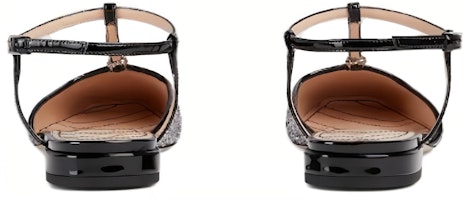 GUCCI古馳 皮革 搭扣時尚圓頭 女士休閒單鞋 女款 銀黑色 Shop GUCCI古馳 皮革 搭扣時尚圓頭 女士休閒單鞋 女款 銀黑色