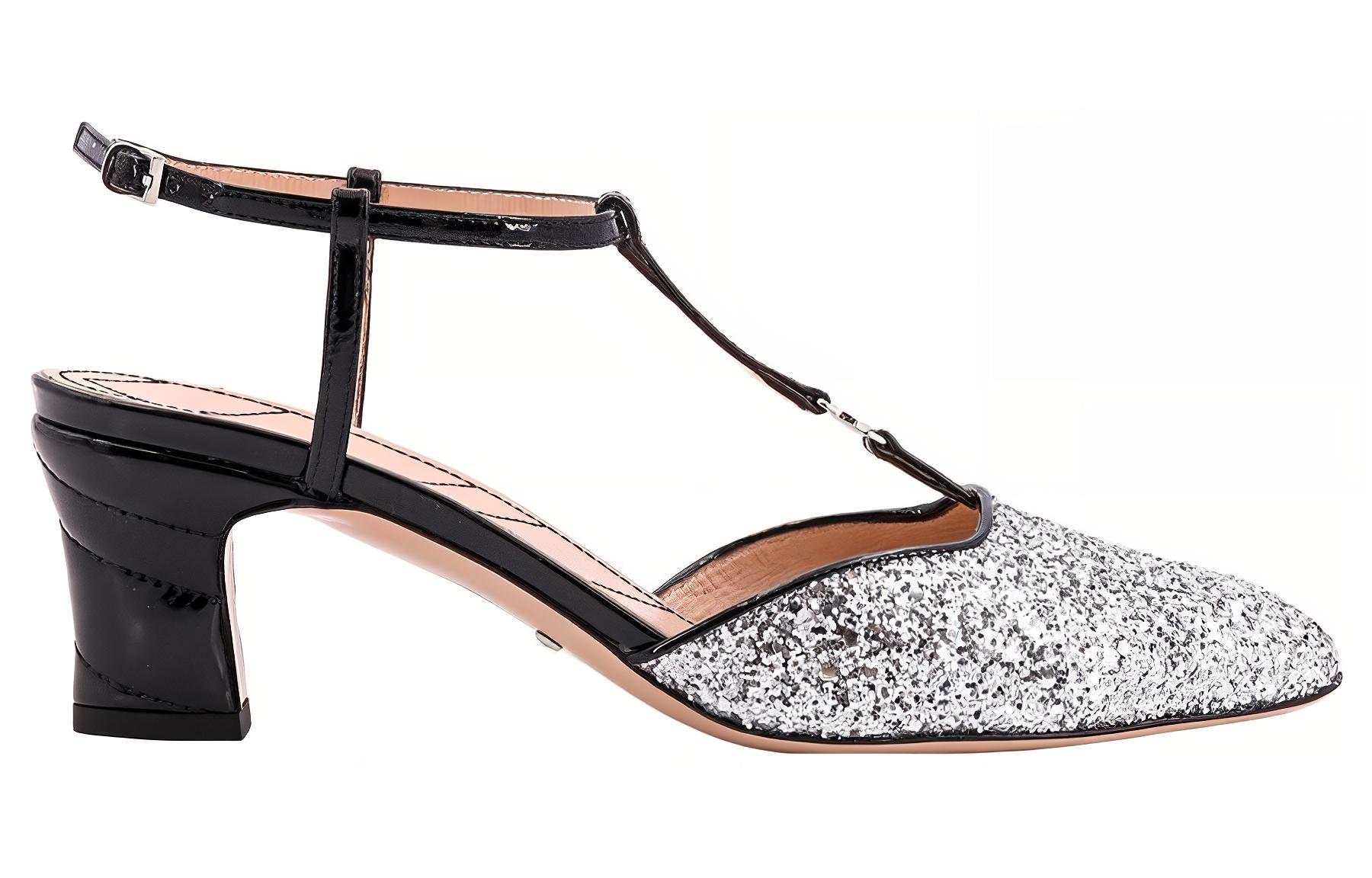 Order (Women) Gucci Leather Buckle Block Heel 'Silver' 753526-FACCC-8147