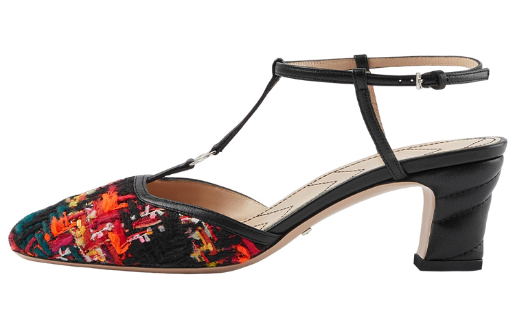 (Women) Gucci Leather Buckle Block Heels 'Red Black' 724851-FAA4Y-8649