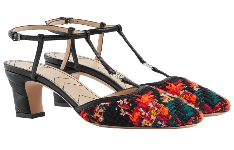 Lookbook (Women) Gucci Leather Buckle Block Heels 'Red Black' 724851-FAA4Y-8649