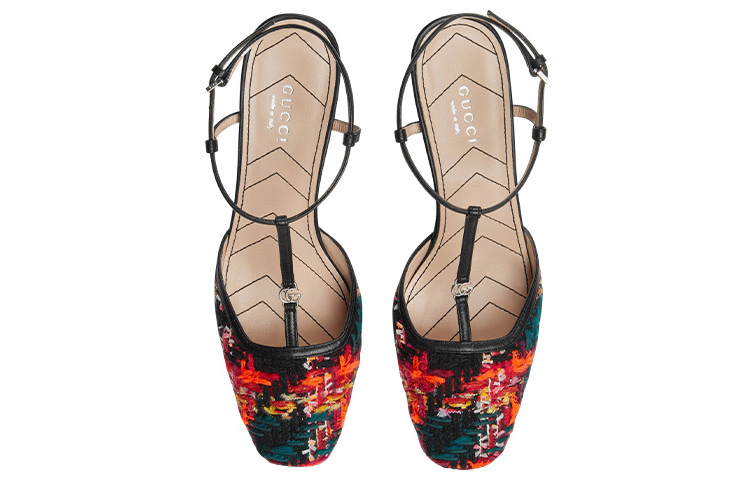 Shop (Women) Gucci Leather Buckle Block Heels 'Red Black' 724851-FAA4Y-8649