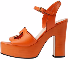 (Women) Gucci Leather Buckle Chunky Heel Peep Toe Slides 'Orange Fashion' 730022-US000-7519 (Women) Gucci Leather Buckle Chunky Heel Peep Toe Slides 'Orange Fashion' 730022-US000-7519