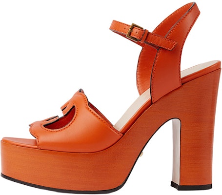 (Women) Gucci Leather Buckle Chunky Heel Peep Toe Slides 'Orange Fashion' 730022-US000-7519 Buy (Women) Gucci Leather Buckle Chunky Heel Peep Toe Slides 'Orange Fashion' 730022-US000-7519