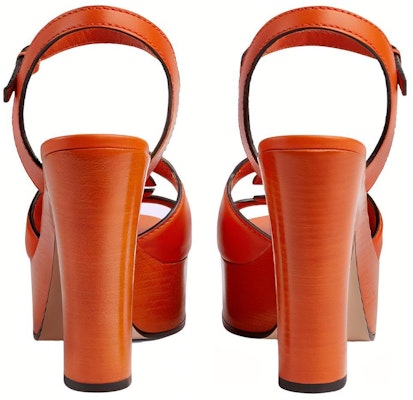 (Women) Gucci Leather Buckle Chunky Heel Peep Toe Slides 'Orange Fashion' 730022-US000-7519 Purchase (Women) Gucci Leather Buckle Chunky Heel Peep Toe Slides 'Orange Fashion' 730022-US000-7519