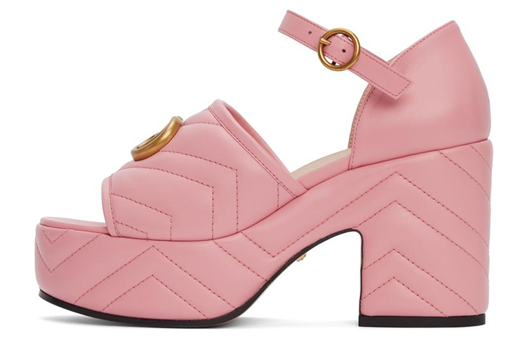 (Women) Gucci Leather Buckle High-Heel 'Fashion Pink Slide' 658677-BKO60-5815