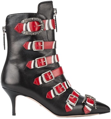 (Women) Gucci Leather Buckle High-Heel Ankle Boot 'Black Red' 452915-C9D10-1092 Order (Women) Gucci Leather Buckle High-Heel Ankle Boot 'Black Red' 452915-C9D10-1092