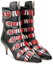 Lookbook (Women) Gucci Leather Buckle High-Heel Ankle Boot 'Black Red' 452915-C9D10-1092
