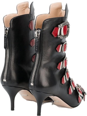 (Women) Gucci Leather Buckle High-Heel Ankle Boot 'Black Red' 452915-C9D10-1092 Shop (Women) Gucci Leather Buckle High-Heel Ankle Boot 'Black Red' 452915-C9D10-1092