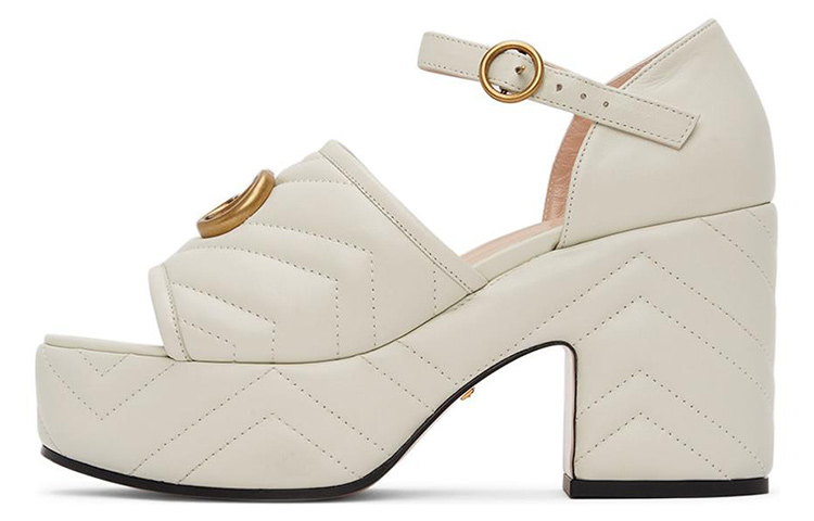 Buy (W) (女性用) グッチ レザー バックル ハイヒール スライド 'ホワイトファッション' 658677-BKO60-9050 658677-BKO60-9050