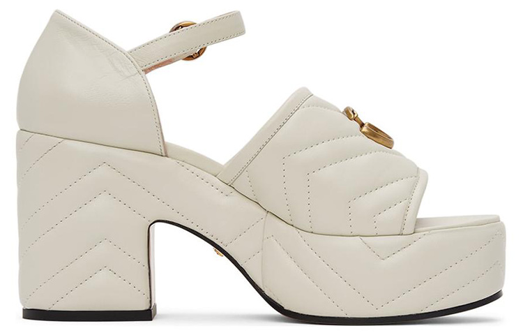 Order (Women) Gucci Leather Buckle High-Heel Slide 'White Fashion' 658677-BKO60-9050