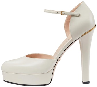 GUCCI古馳 皮革 圓頭搭扣 細跟 高跟鞋 12cm 女款 白色 Buy GUCCI古馳 皮革 圓頭搭扣 細跟 高跟鞋 12cm 女款 白色