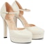 Order (W) Gucci Kulit Gesper Hujung Runcing Stiletto 'Putih' 738027-C9D00-9022