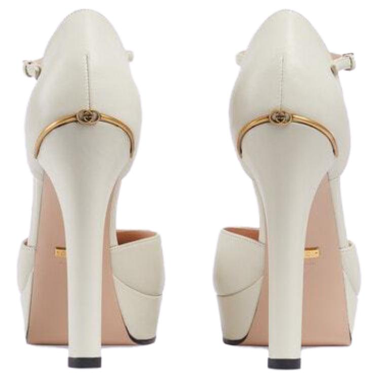 Lookbook (W) Gucci Zapatos de Tacón Aguja con Hebilla de Cuero 'Blancos'. 738027-C9D00-9022