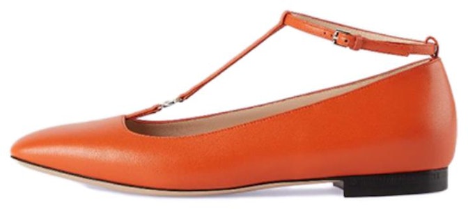 GUCCI古馳 皮革 搭扣圓頭 平底鞋 女款 橘色 Buy GUCCI古馳 皮革 搭扣圓頭 平底鞋 女款 橘色