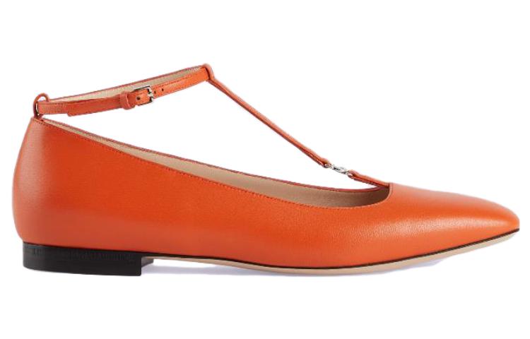 Order (Women) Gucci Leather Buckle Round Toe Flats 'Orange' 723449-BKO00-7519