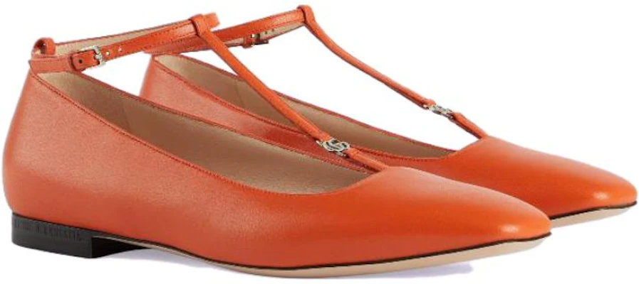 (Women) Gucci Leather Buckle Round Toe Flats 'Orange' 723449-BKO00-7519 Lookbook (Women) Gucci Leather Buckle Round Toe Flats 'Orange' 723449-BKO00-7519