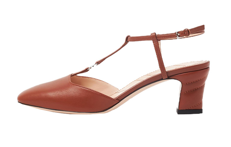 (Women) Gucci Leather Buckle Square-Toe Block Heels 'Brown' 723446-BKO00-2834