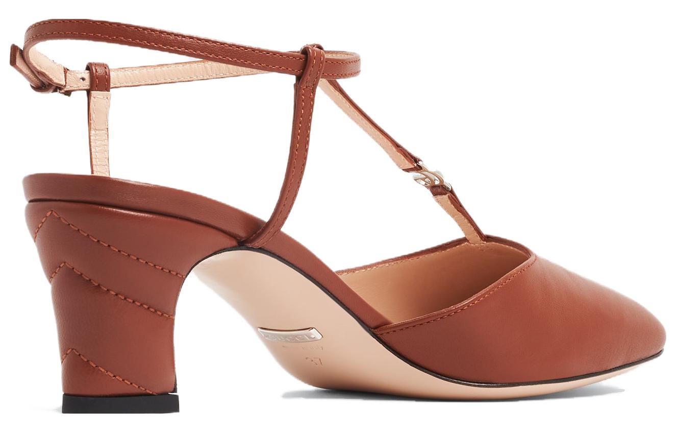 Lookbook (W) Gucci Heels Blok Kulit Persegi 'Cokelat' 723446-BKO00-2834