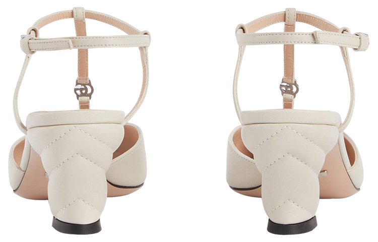 Shop (Women) Gucci Leather Buckle Square-Toe Block Heel 'White' 723446-BKO00-9049