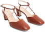 Shop GUCCI古馳 皮革 搭扣方頭 粗跟 高跟鞋 5.3cm 女款 棕色