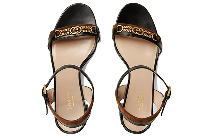 Shop (Women) Gucci Leather Chain 'Black Fashion Sandal' 655408-CA130-2275