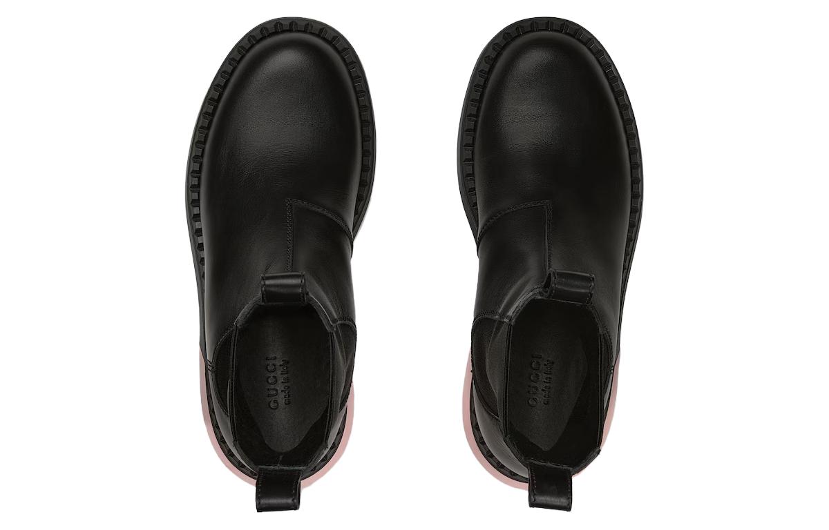 Shop (W) 구찌 블랙 레더 첼시 부츠 (Gucci Black Leather Chelsea Boots) 762020-AACM3-1000